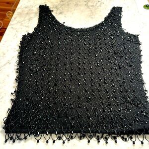 Authentic 60s vintage wool and sequin contemporary classic beaded top